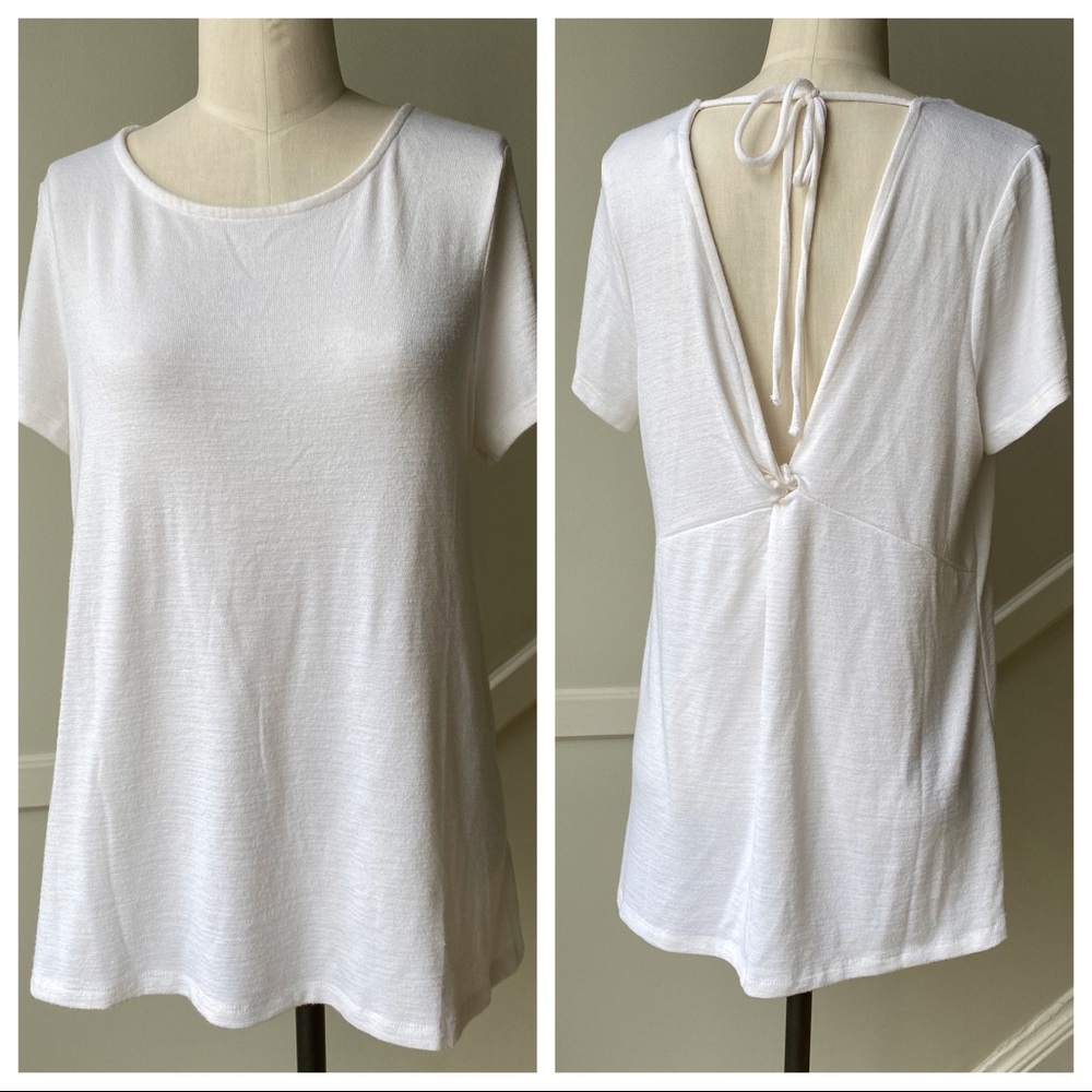 GAP Softspun Short Sleeve Open-Back White Top Size Medium